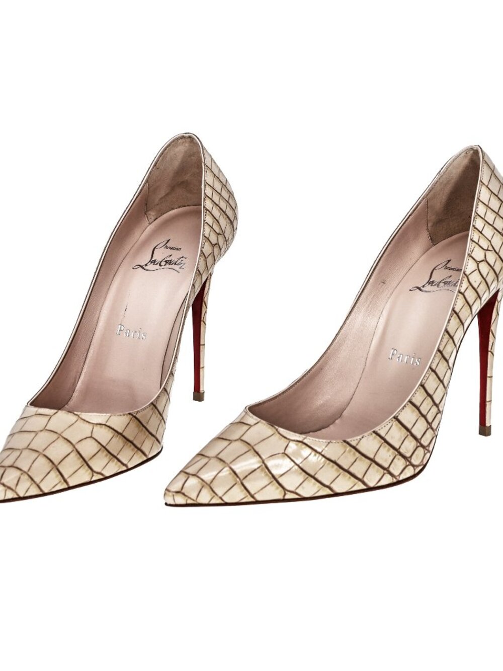 Christian Louboutin Kate 100 Croc-effect Leather Pumps - Picture 2 of 6